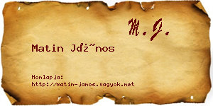 Matin János névjegykártya